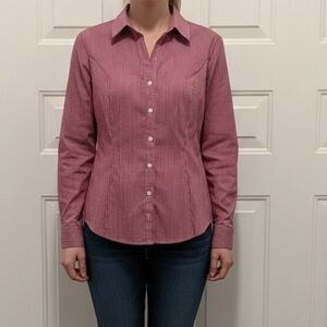 Express Burgundy Striped Shirt